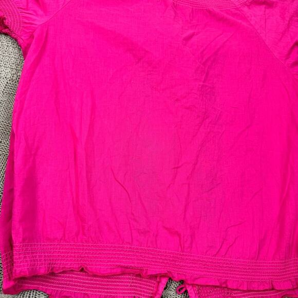 Boston Proper Blouse with Ruffled Elastic Short Sleeves and Embroidery ~ 10 - Picture 9 of 13